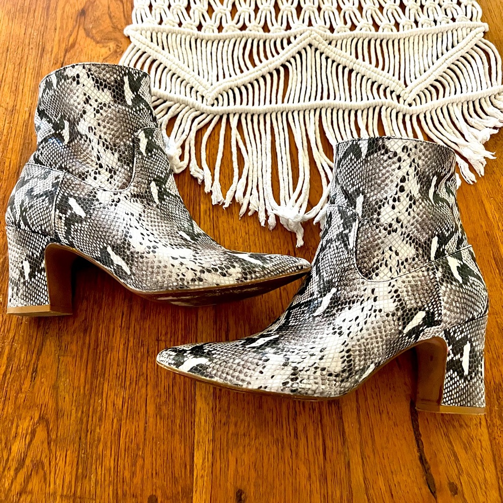 Chic snake print booties